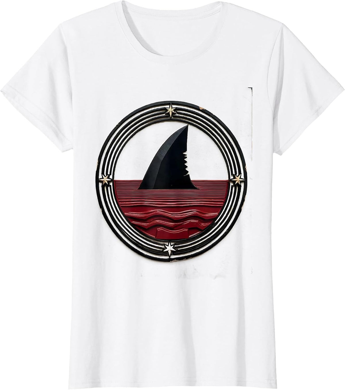 Women's Shark Fin Ocean Surface Graphic T-Shirt - White