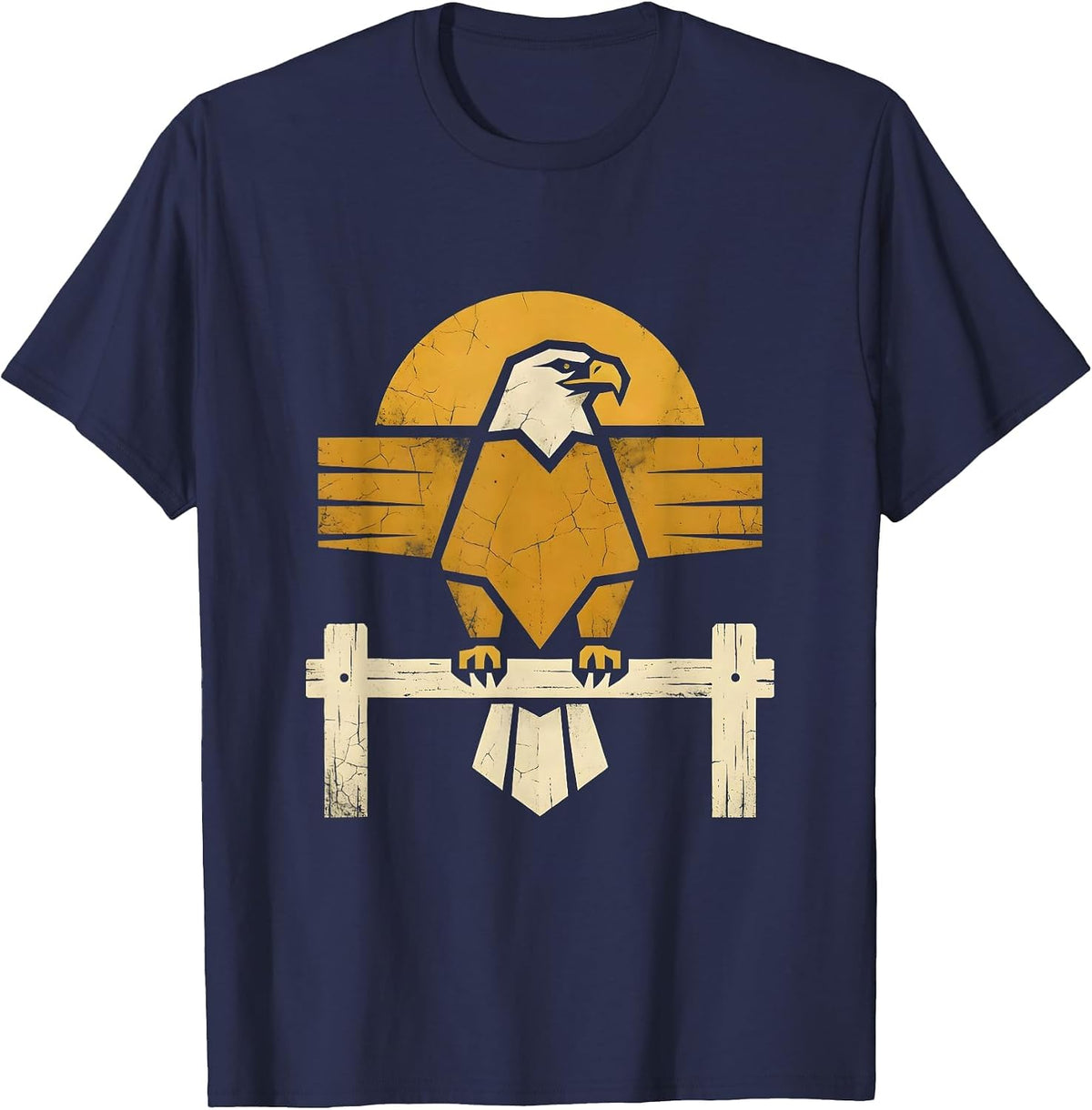 Men's Texas Bald Eagle Perched on Fence Post Graphic T-Shirt - Navy Blue