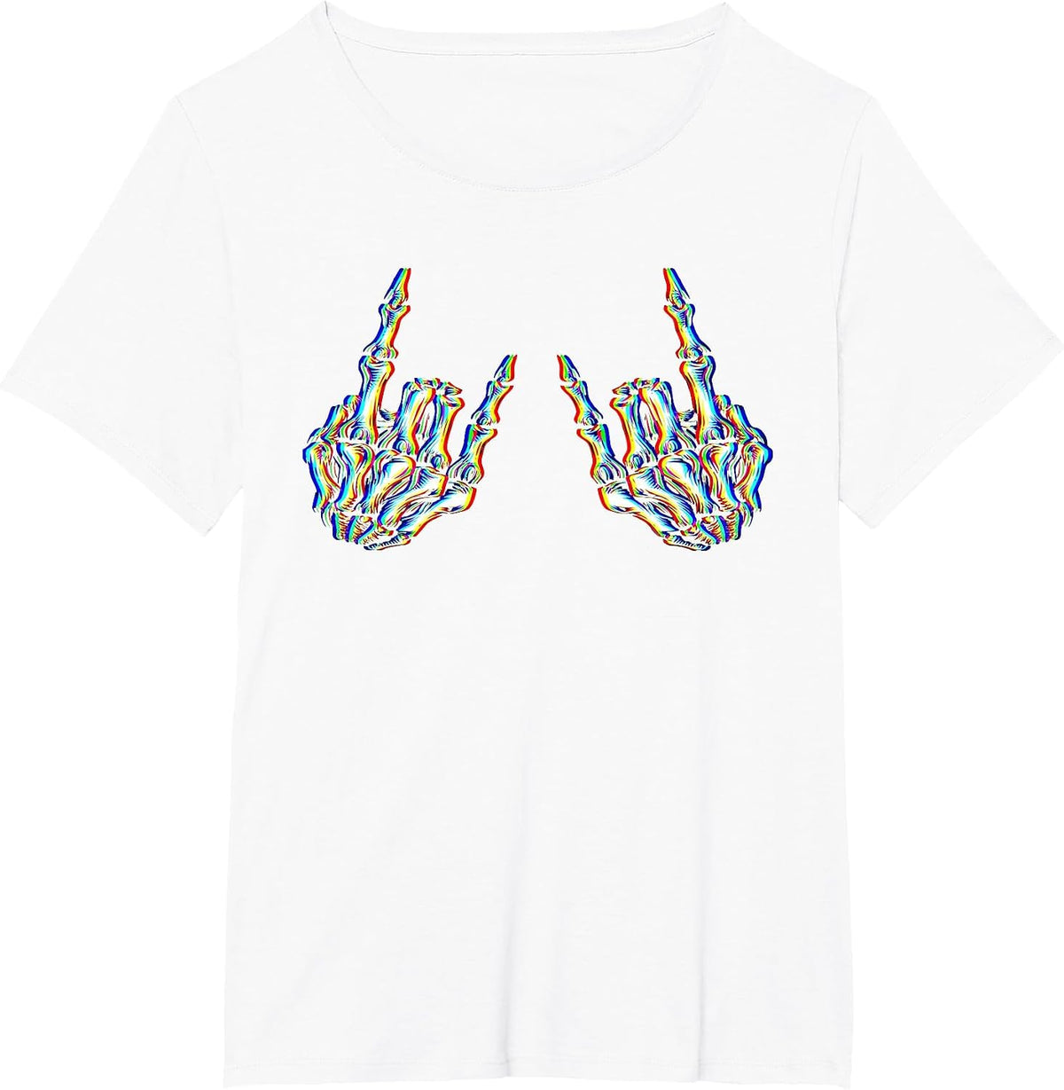 Punk Rock Skeleton Cool Rocker Psychedelic Trippy Rave Party T-Shirt - White