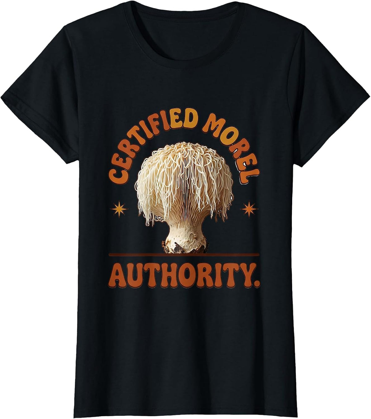 Women's Certified Morel Authority Retro Funny Mushroom Forager Gift T-Shirt - Black