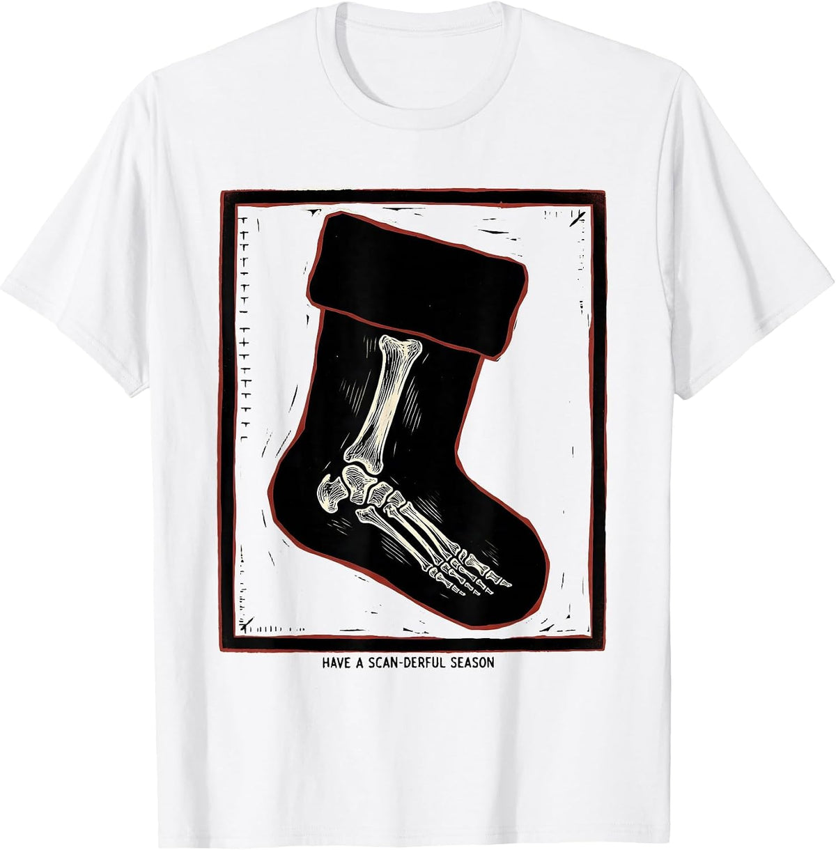 Men's Have A Scan-derful Season Linocut Radiology Tech Christmas T-Shirt - White
