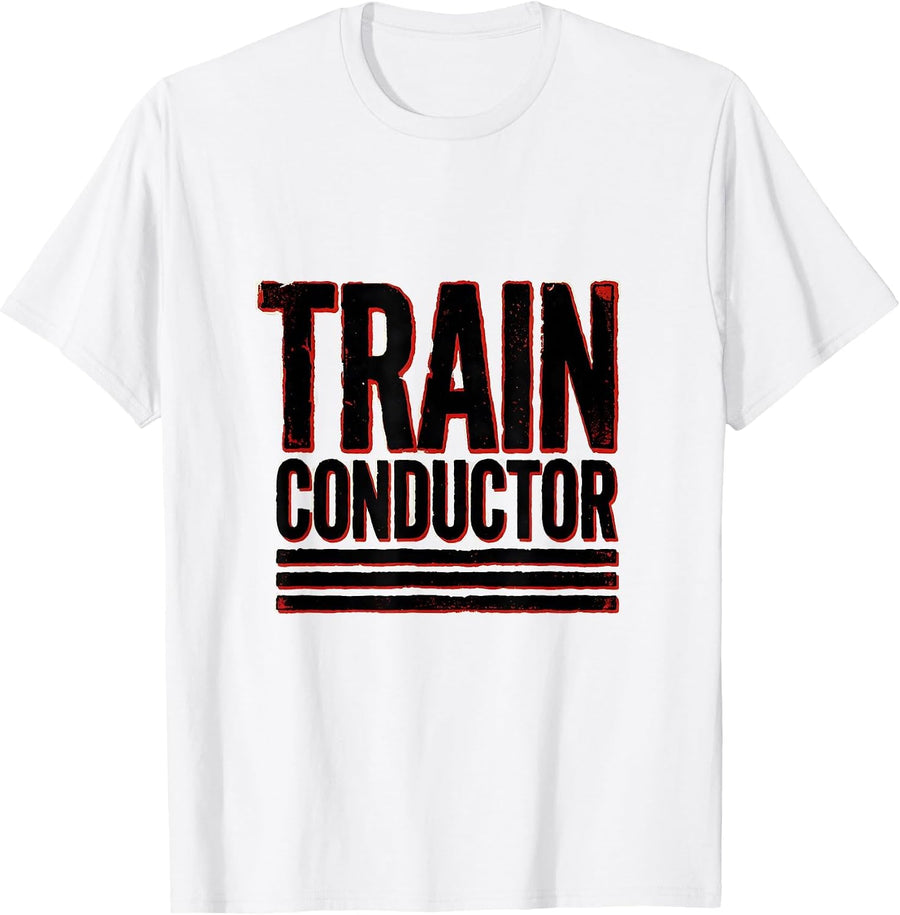 Men's Train Conductor Funny Halloween Costume Shirt Novelty T-Shirt - White