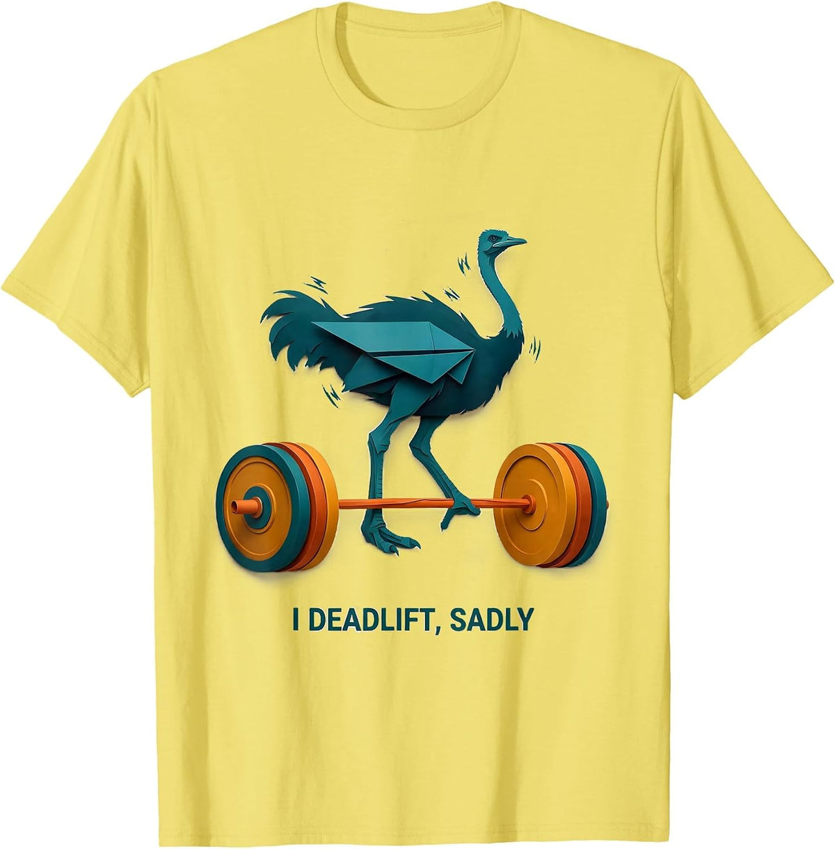 Men's I Deadlift Sadly Funny Gym Workout Weightlifting Humor T-Shirt - Lemon Yellow