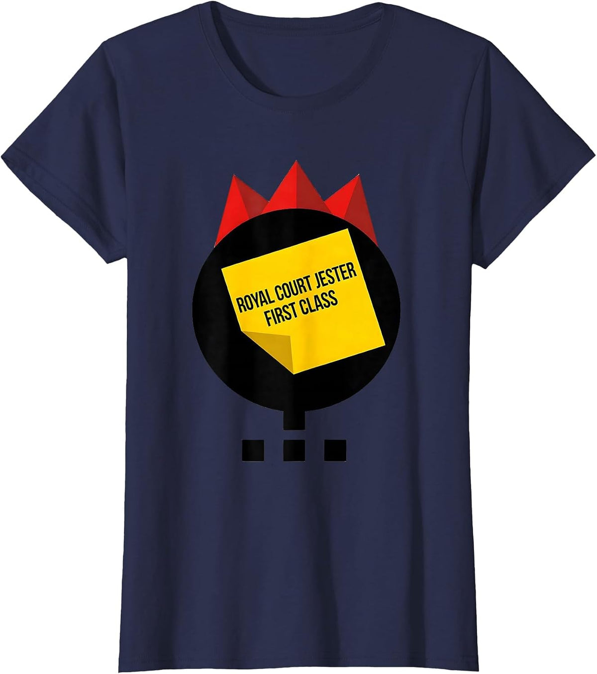 Women's Royal Court Jester, First Class Bauhaus Modern Mardi Gras T-Shirt - Navy Blue