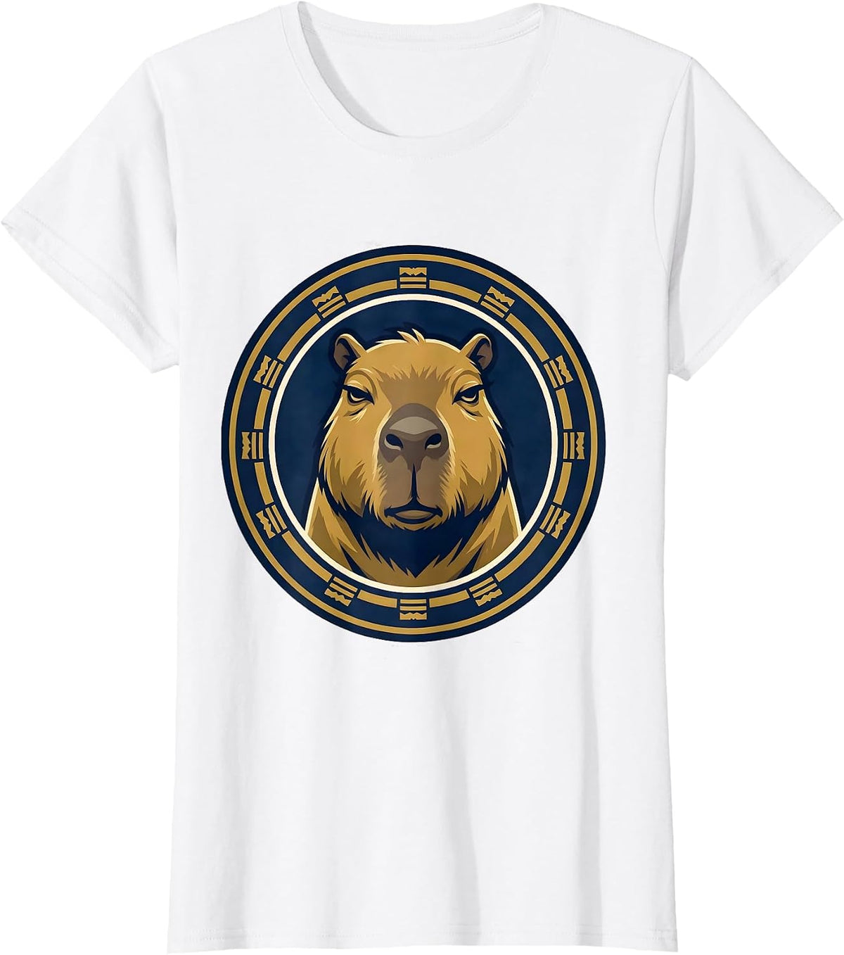 Women's Sealed Capybara Varsity Badge Funny Animal Humor T-Shirt - White