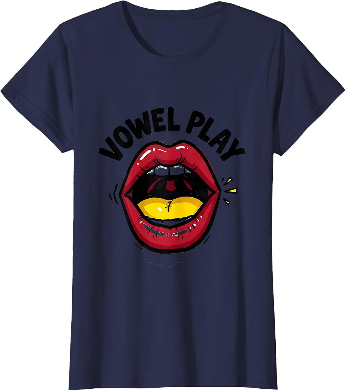 Women's Vowel Play Cute Speech Language Pathologist SLP Professional T-Shirt - Navy Blue