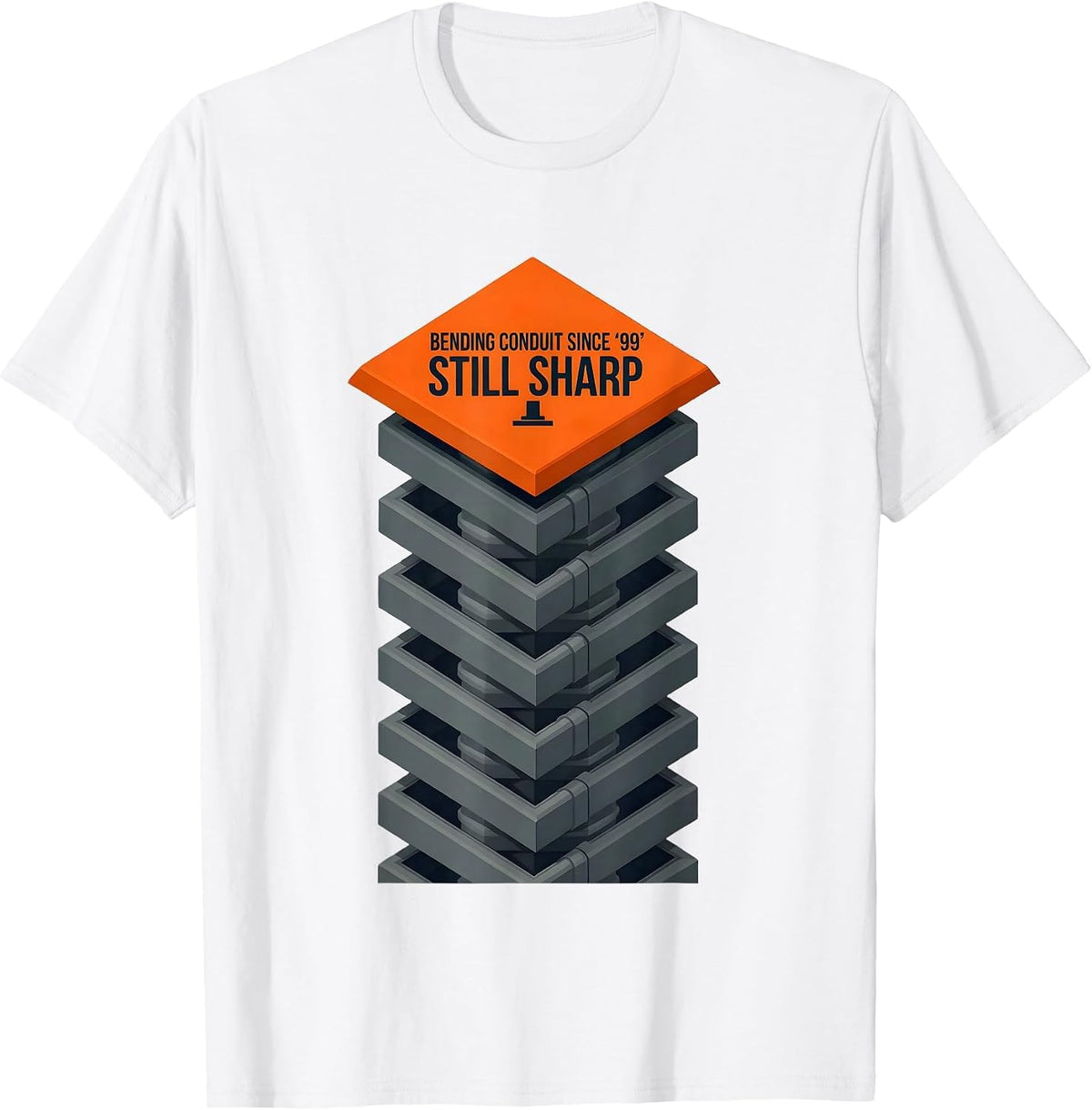 Men's Bending Conduit Since '99, Still Sharp Funny Electrician T-Shirt - White