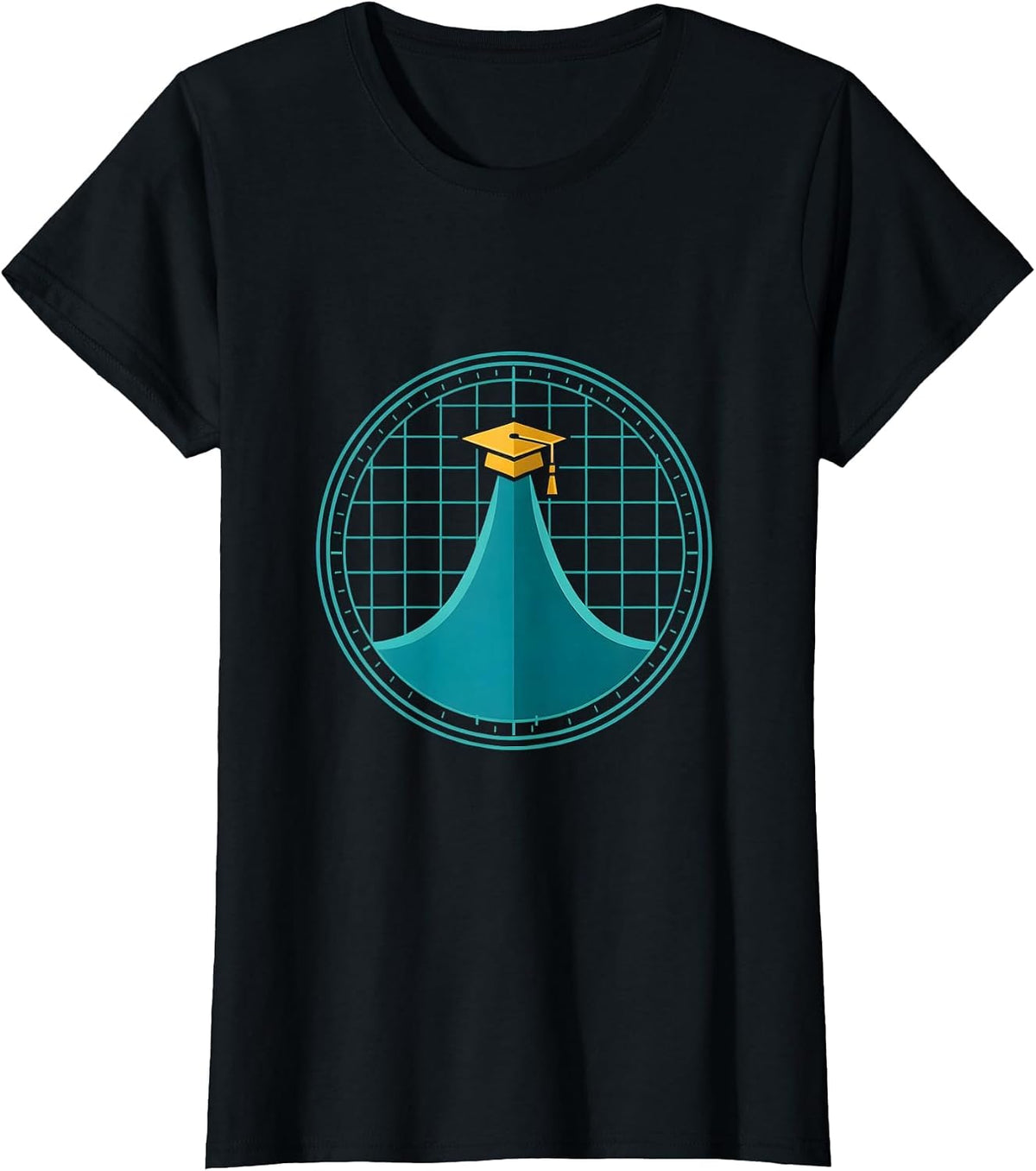 Math Teacher Hand-Drawn Mountain Graph Design T-Shirt - Black