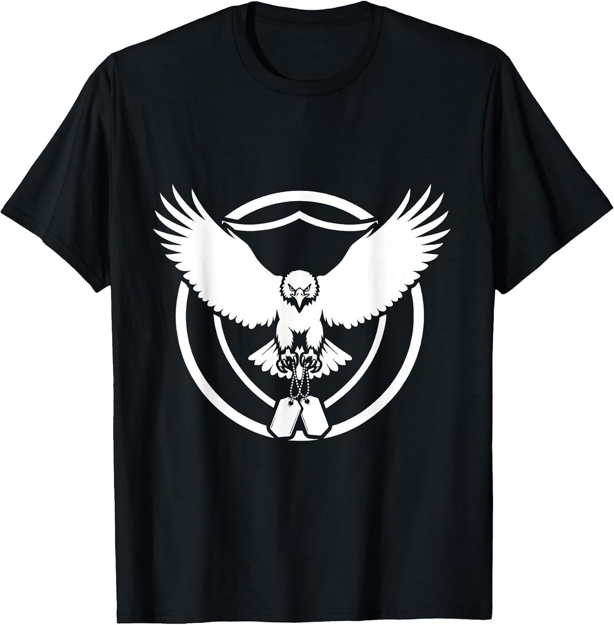 Men's Eagle Clutching Dog Tags Patriotic Graphic T-Shirt - Black