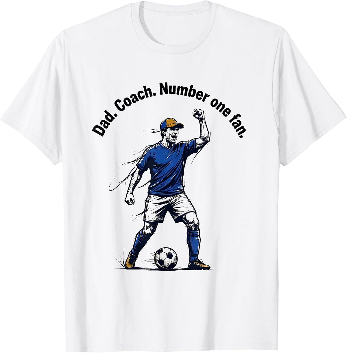 Men's Soccer Dad Coach Number One Fan Graphic Design T-Shirt - White