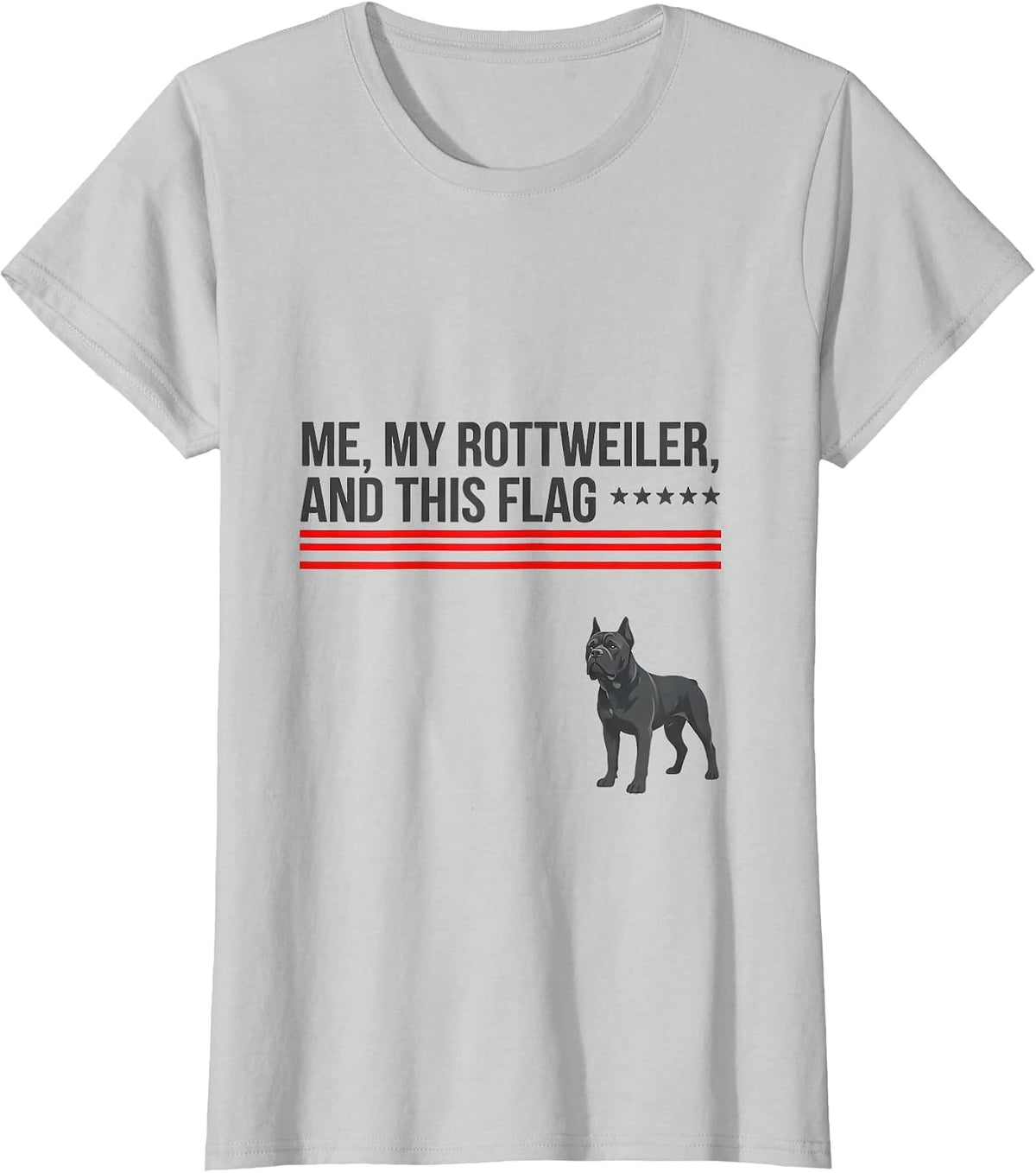 Me, My Rottweiler, And This Flag Patriotic Dog Breed T-Shirt - Silver Grey