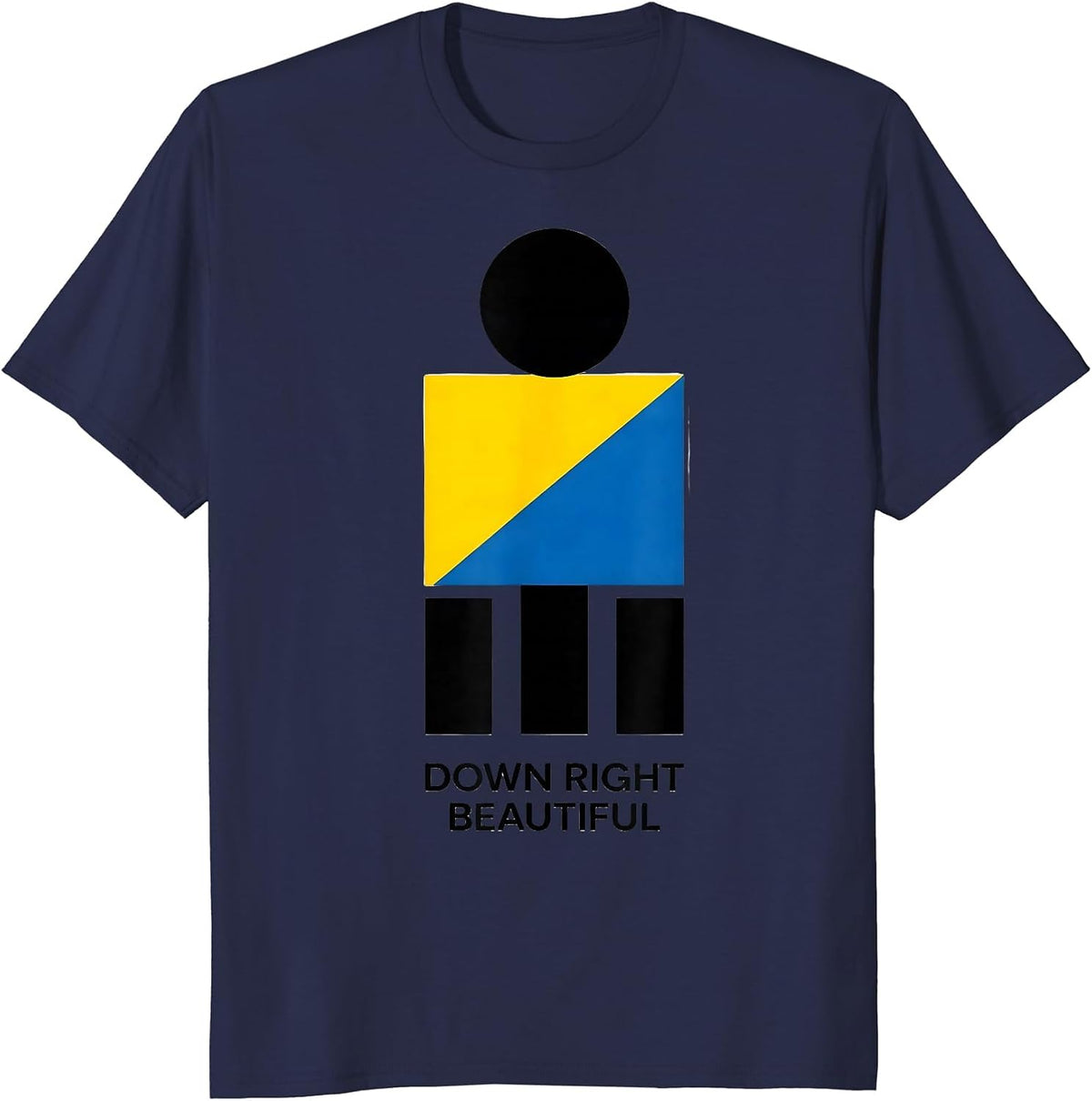 Men's Down Right Beautiful Bauhaus Modernist Down Syndrome T-Shirt - Navy Blue