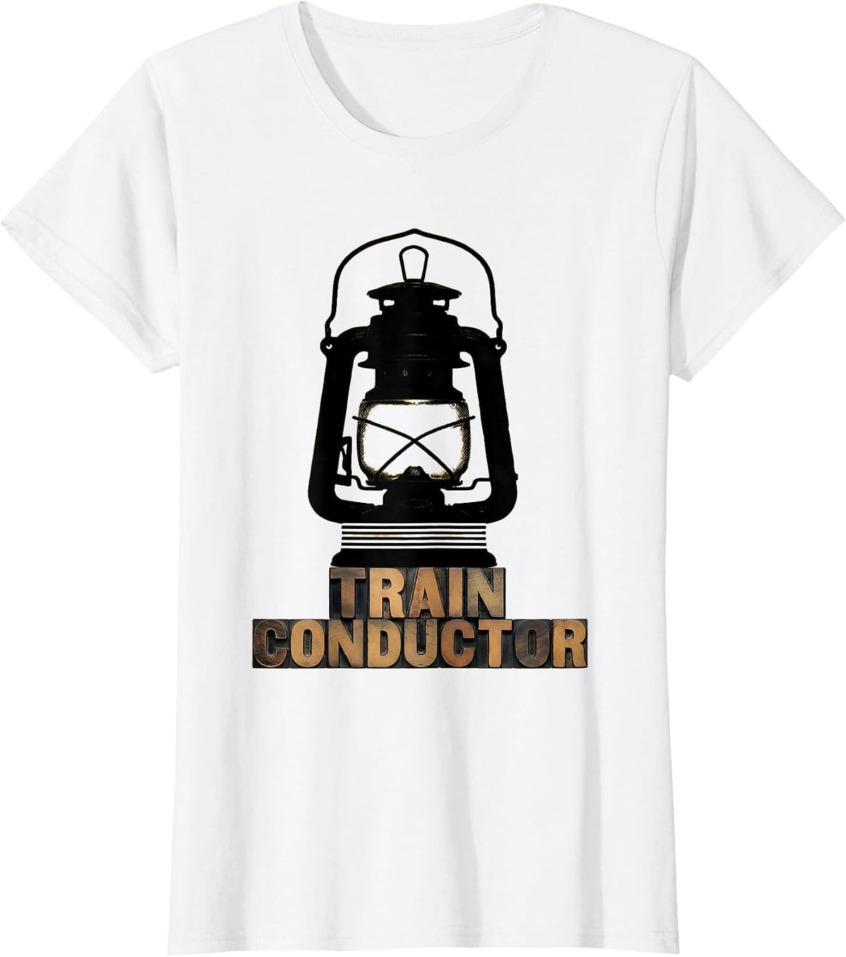 Train Conductor Wood Type Letterpress Halloween Costume T-Shirt - White