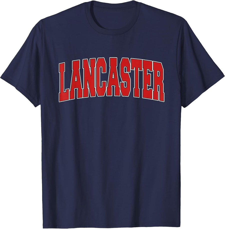 Lancaster NY NEW YORK Varsity Style USA Vintage Sports T-Shirt - Navy Blue