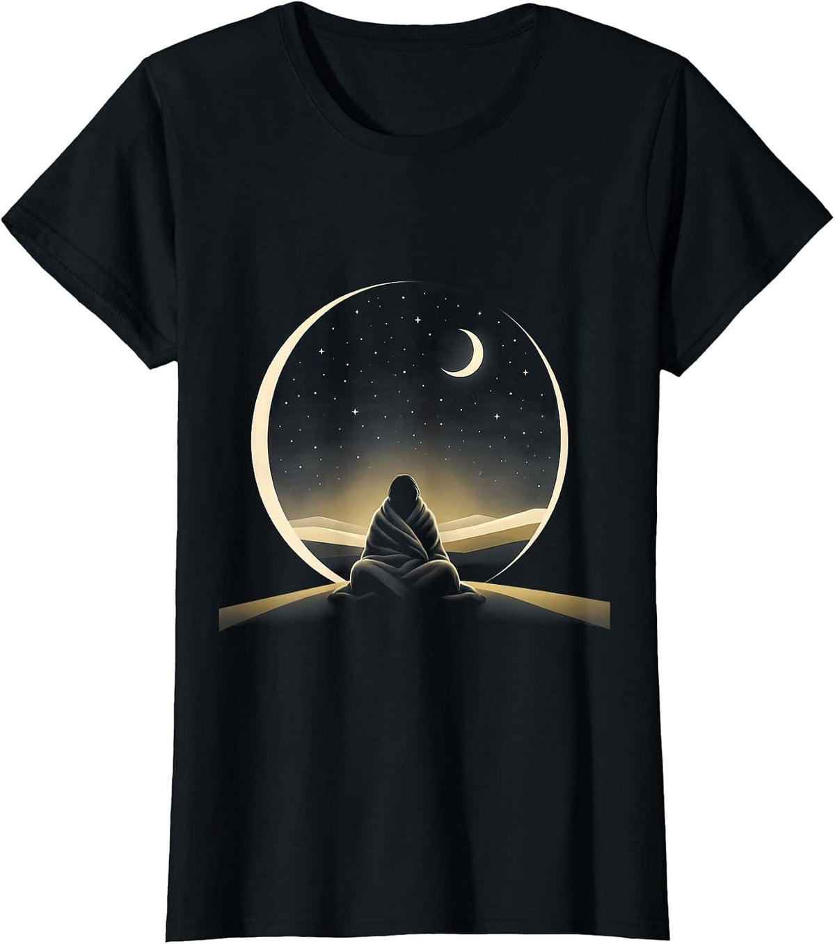 Women's Suicide Prevention Awareness Starry Night Blanket T-Shirt - Black
