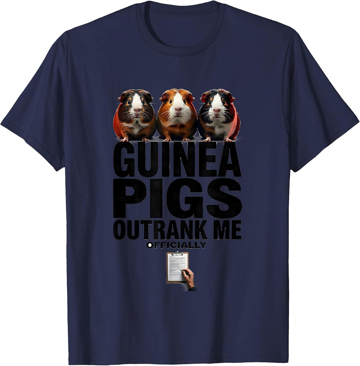 Guinea Pigs Outrank Me, Officially Funny Pig Lover Farm T-Shirt - Navy Blue