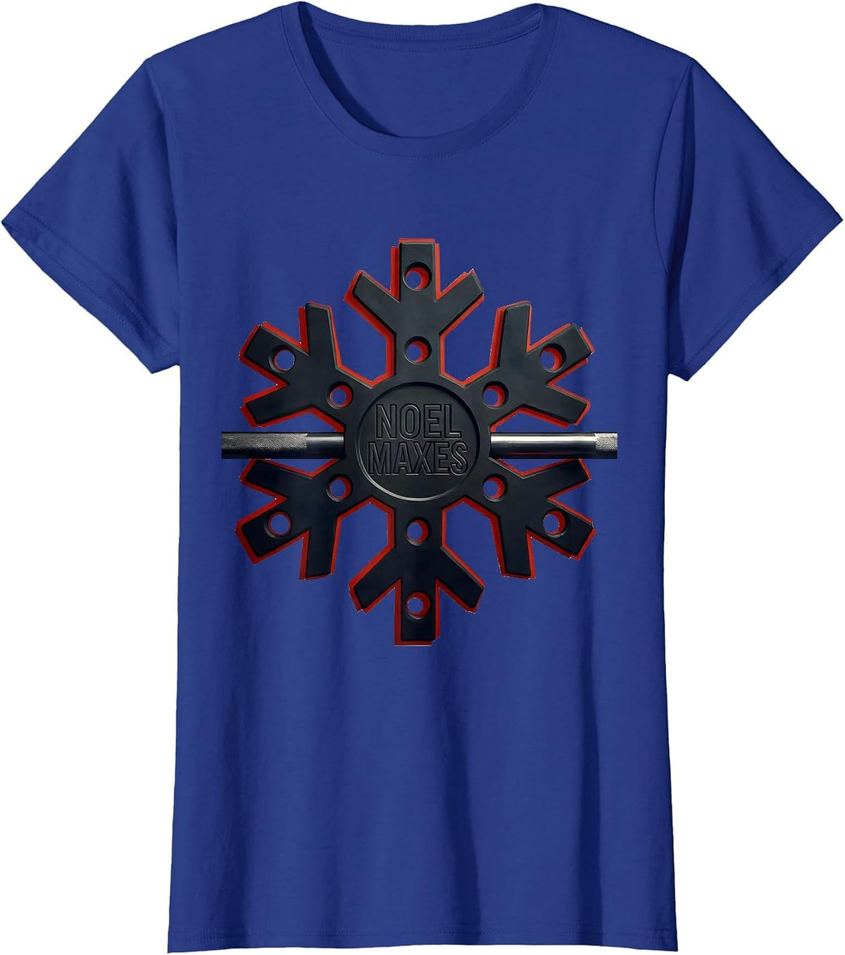 Women's Noel Maxes Funny Christmas Gym Bodybuilder Weightlifting T-Shirt - Royal Blue