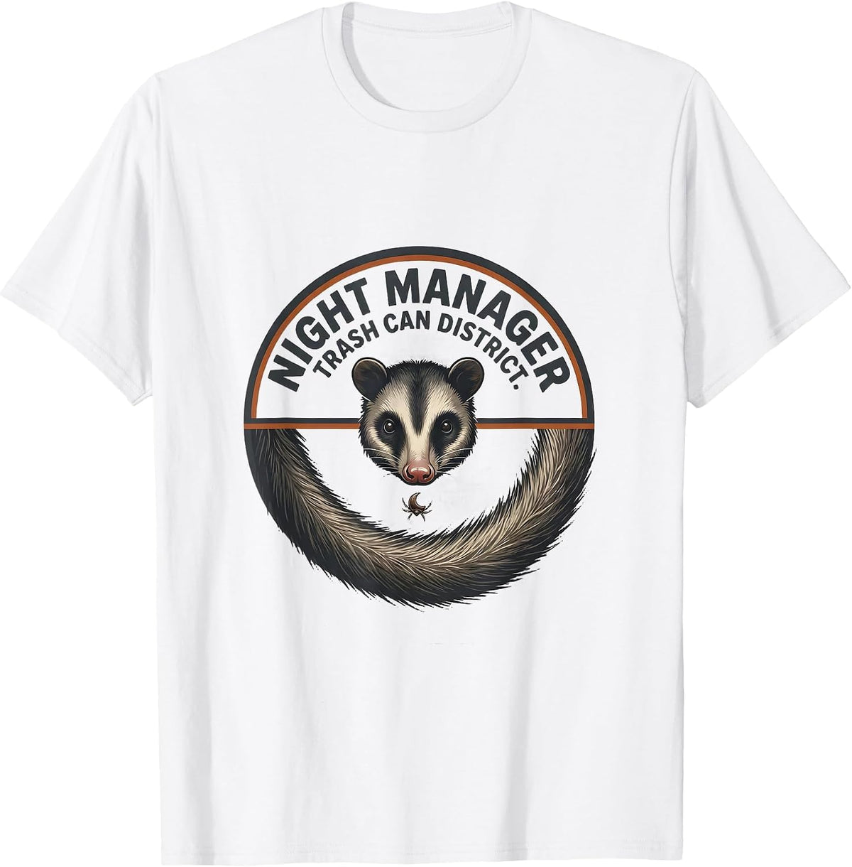 Men's Night Manager Trash Can District Minimalist Opossum Meme T-Shirt - White