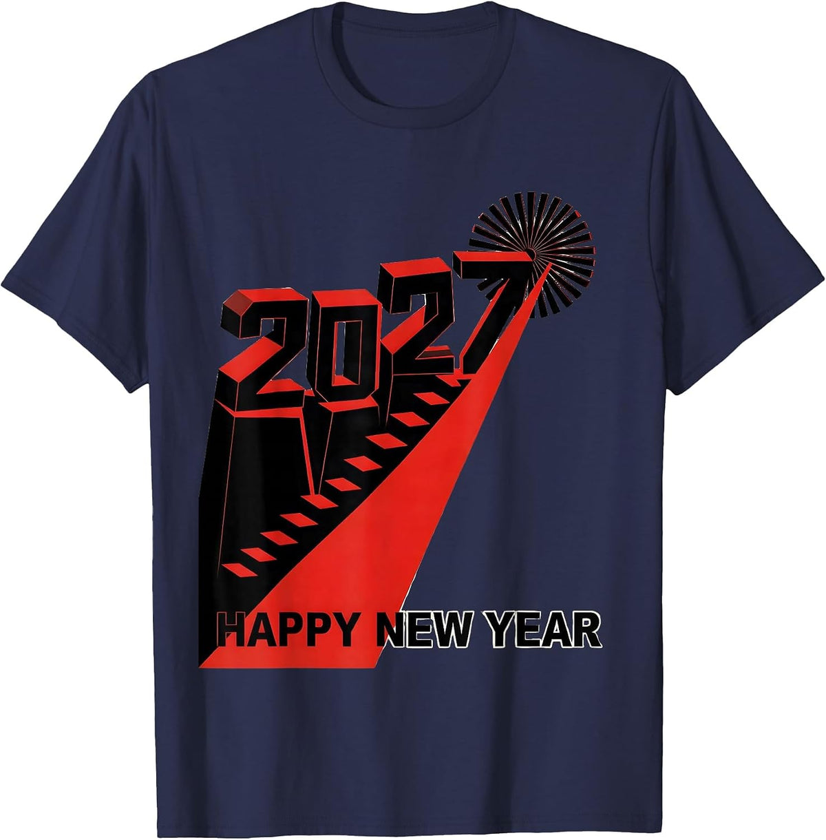 Men's Happy New Year 2027 Constructivist Party Host Family T-Shirt - Navy Blue