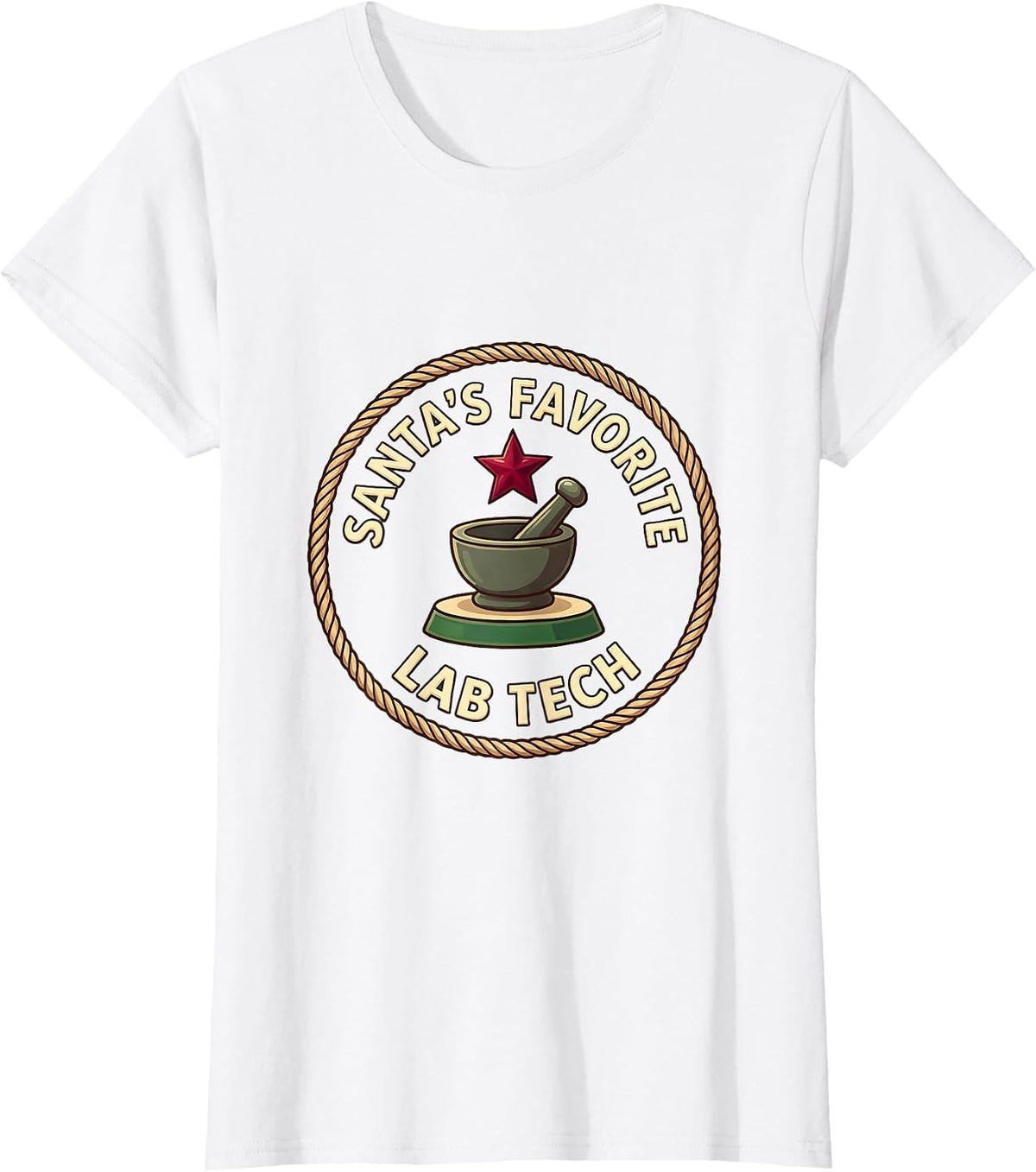 Santa's Favorite Lab Tech Funny Pharmacy Tech Christmas T-Shirt - White