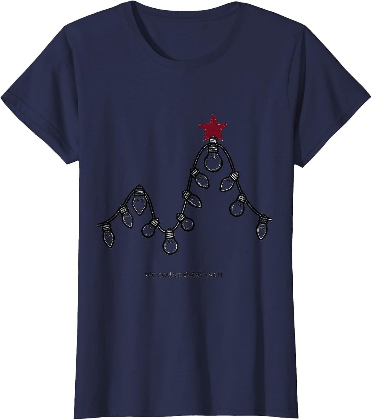 Women's We Count Every Inch Line Art Special Education Teacher T-Shirt - Navy Blue