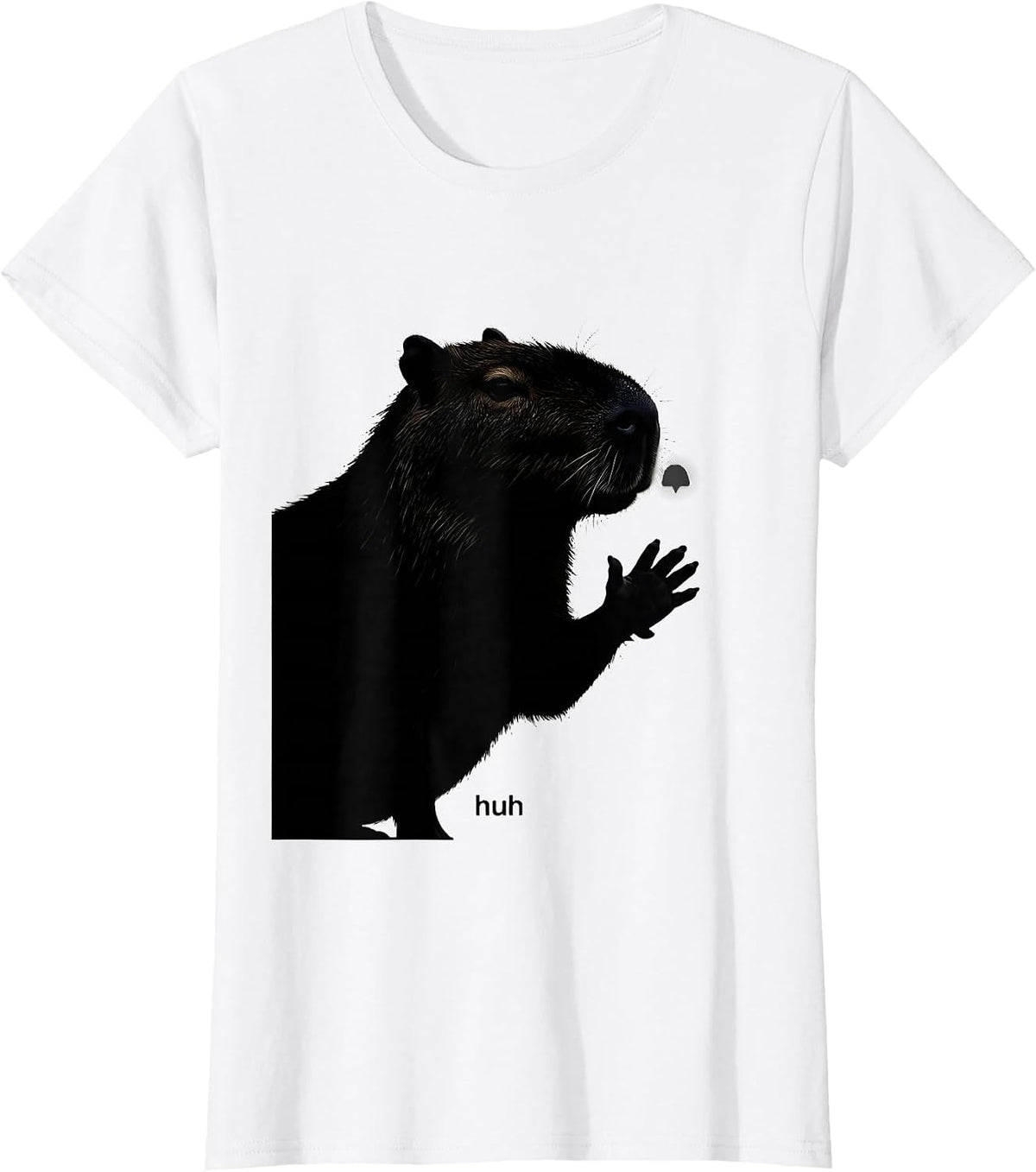 huh Funny Capybara Meme Animal Humor Internet T-Shirt - White