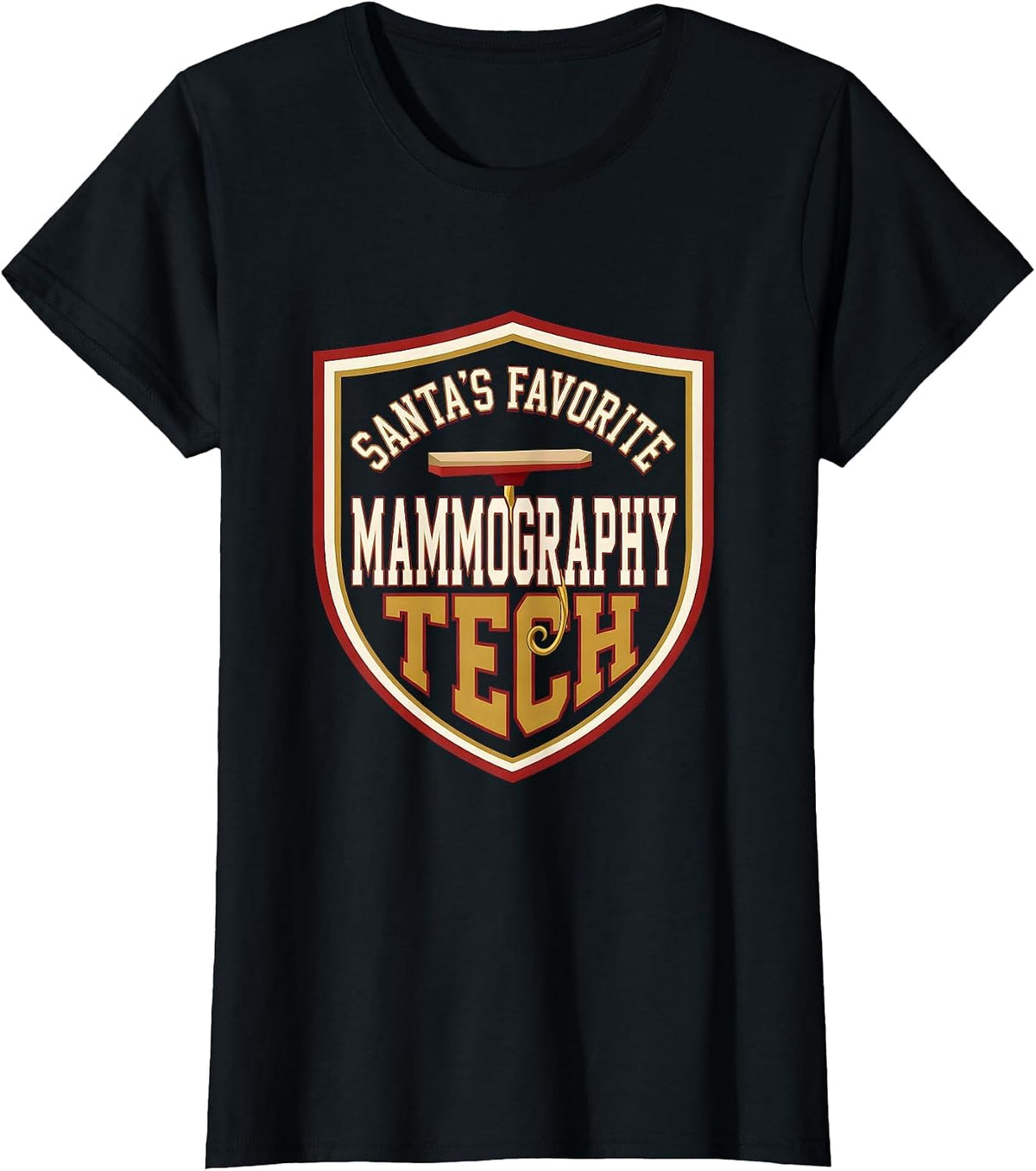 Santa's Favorite Mammography Tech Funny Medical Tech T-Shirt - Black