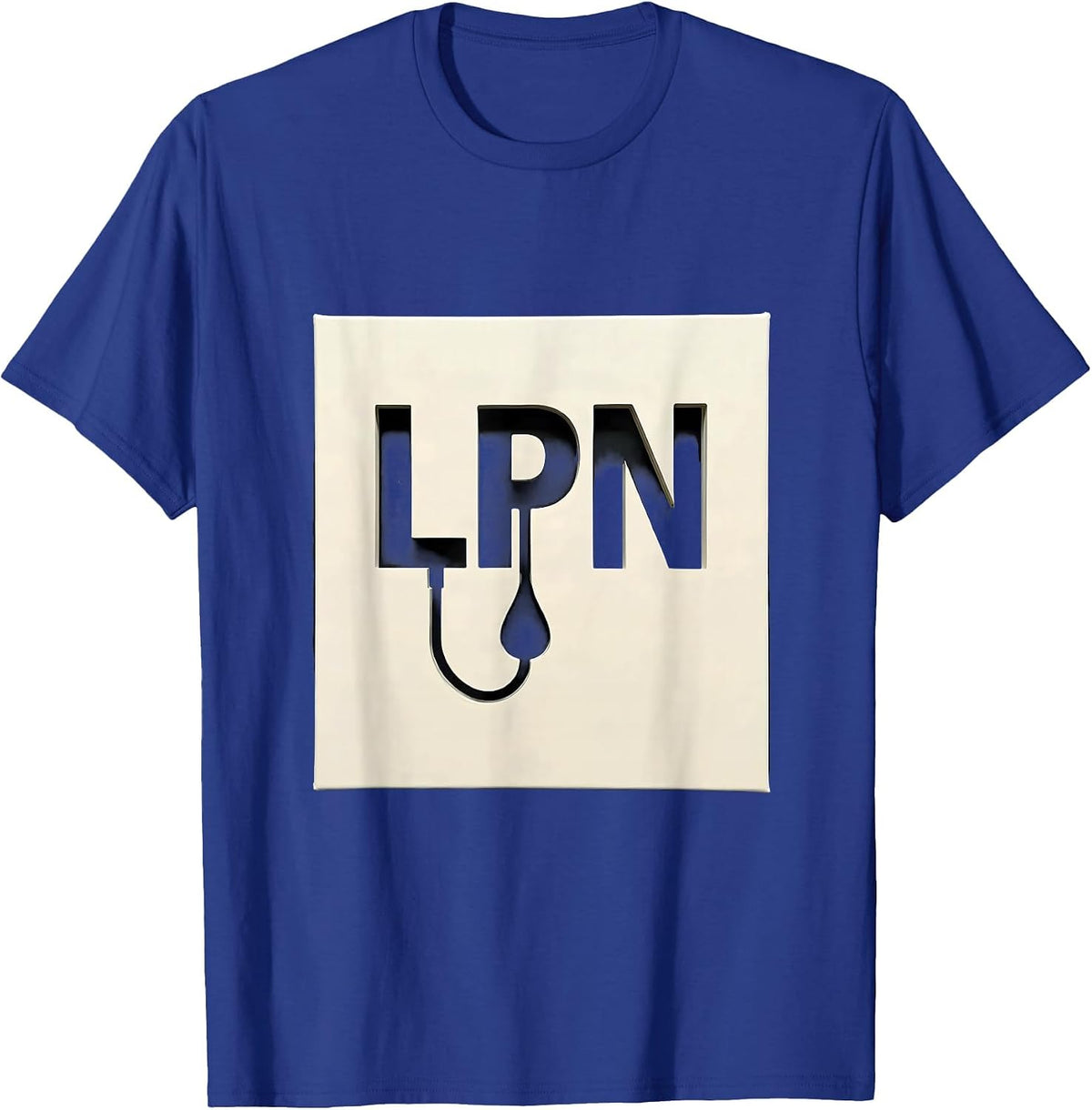 Men's LPN Minimalist Nurse Stencil Plate IV Line Symbol T-Shirt - Royal Blue