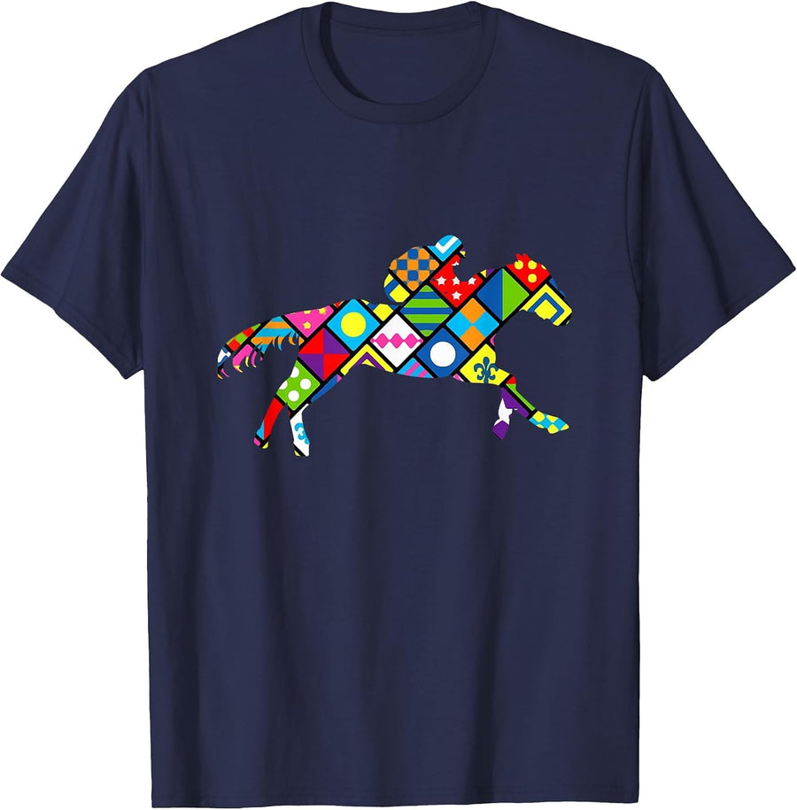 Cute Horse Racing Silks T-Shirt - Navy Blue