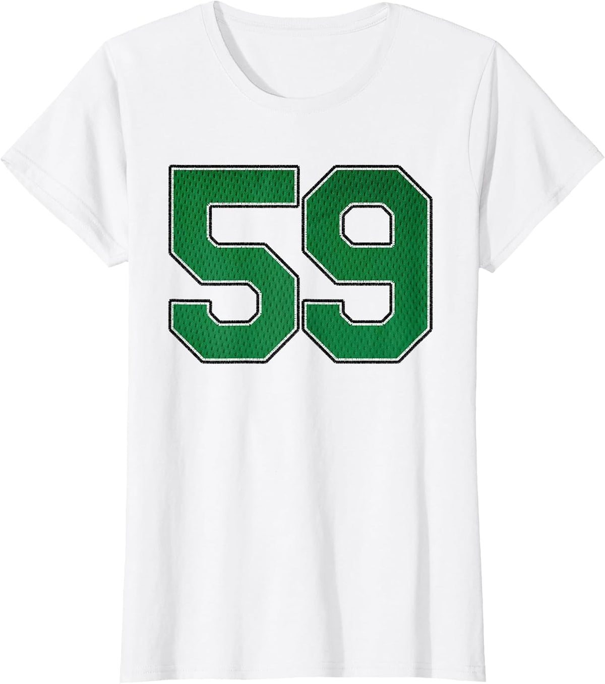 Sports Jersey Fan Player Supporter Kelly Green Number 59 T-Shirt - White