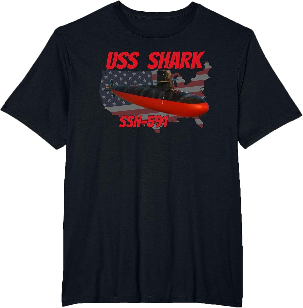USS Shark SSN-591 Submarine Veterans Day Father Grandpa Dad T-Shirt - Black
