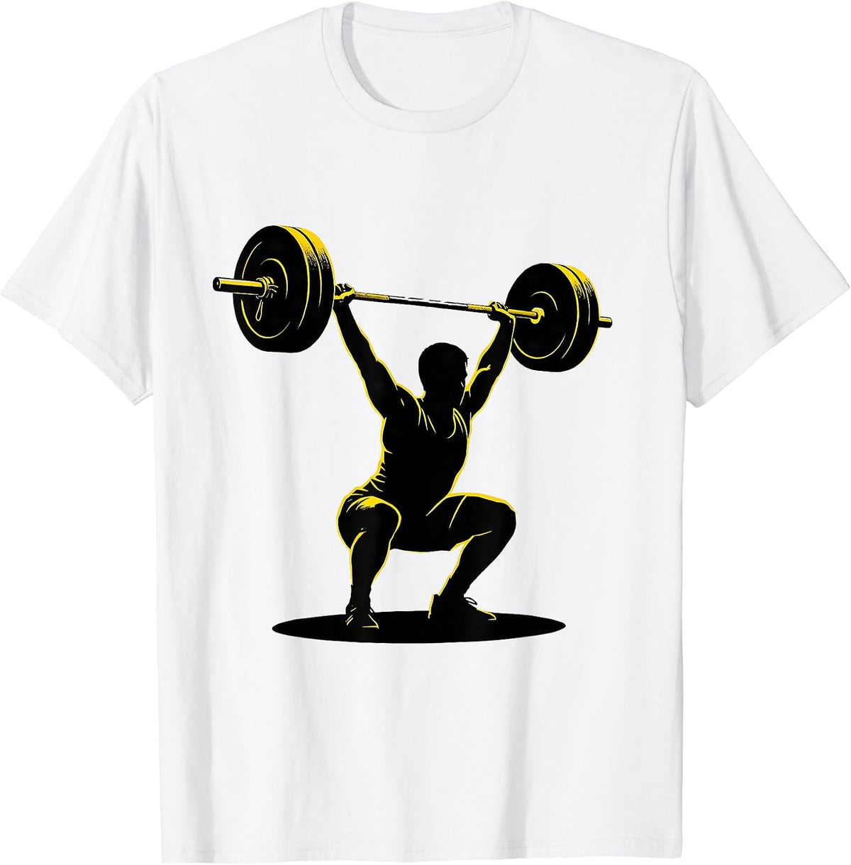 Men's Stencil Lifter Under Barbell Funny Gym Weightlifting Workout T-Shirt - White