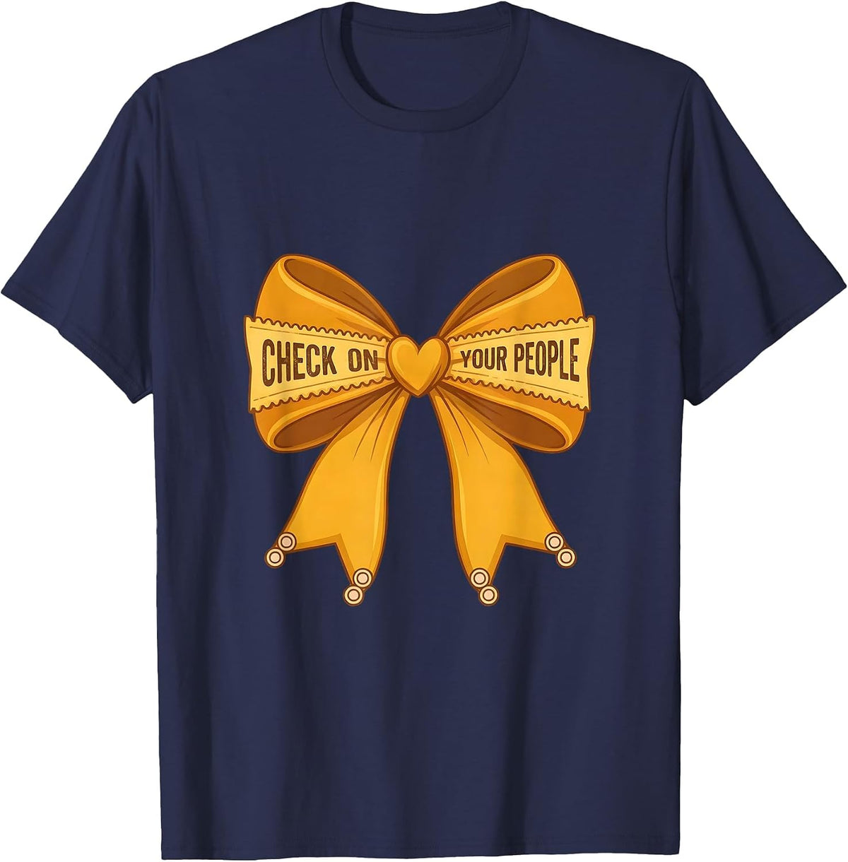 Men's Check On Your People Suicide Awareness Design T-Shirt - Navy Blue