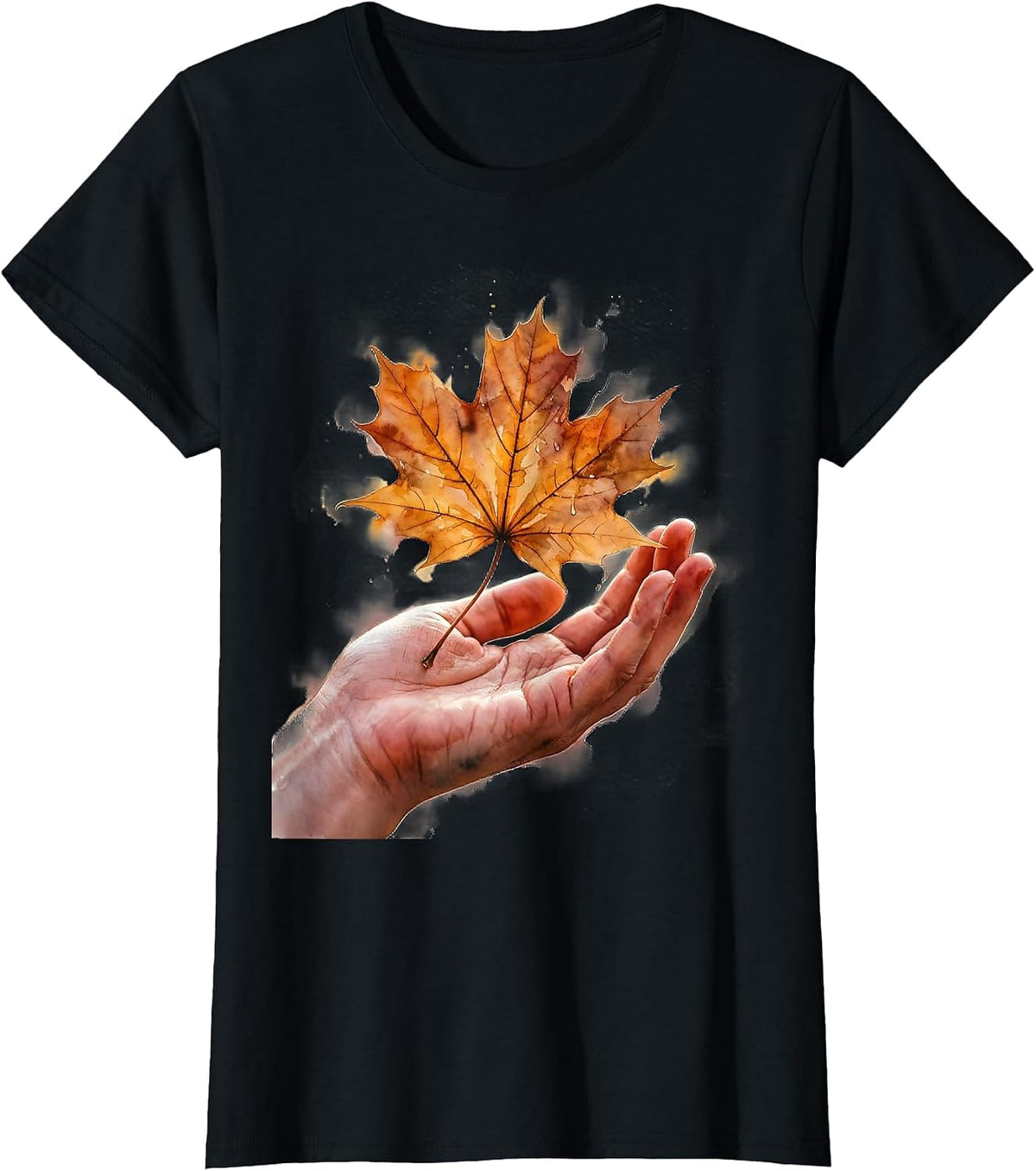 Women's Suicide Prevention Awareness Catching Leaf Design T-Shirt - Black