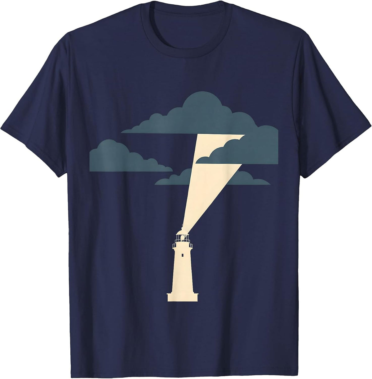 School Psychologist Lighthouse Stormy Clouds Graphic T-Shirt - Navy Blue