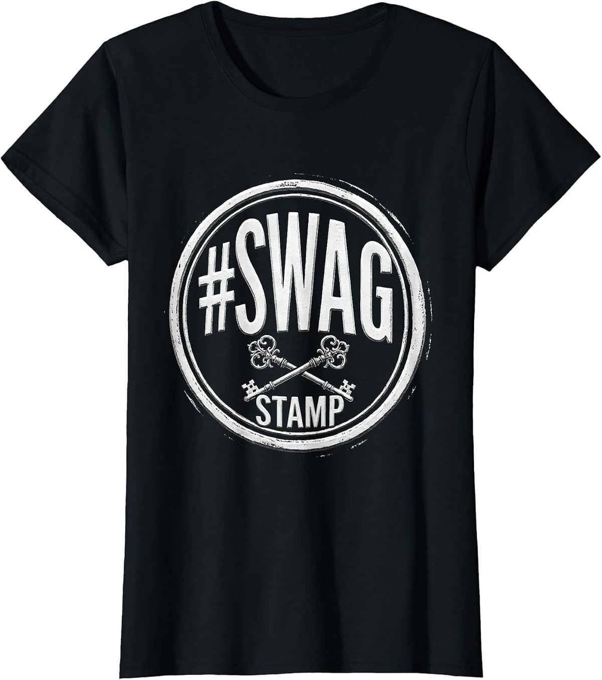 #Swag Stamp Funny Hashtag Swag Streetwear Confidence Humor T-Shirt - Black
