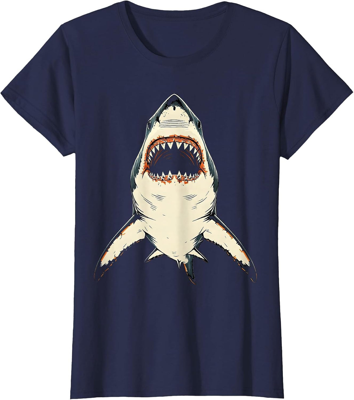 Women's Great White Shark Below Surface Graphic T-Shirt - Navy Blue