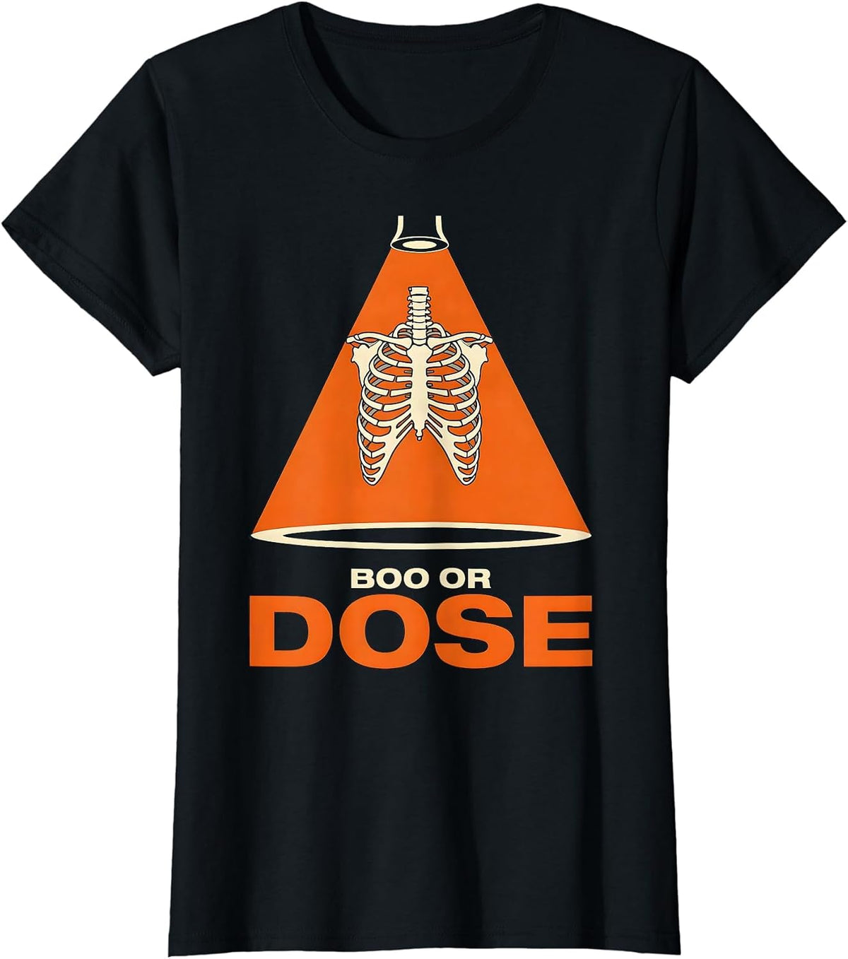 Women's Boo Or Dose Stencil Graphic Radiology Tech Halloween T-Shirt - Black