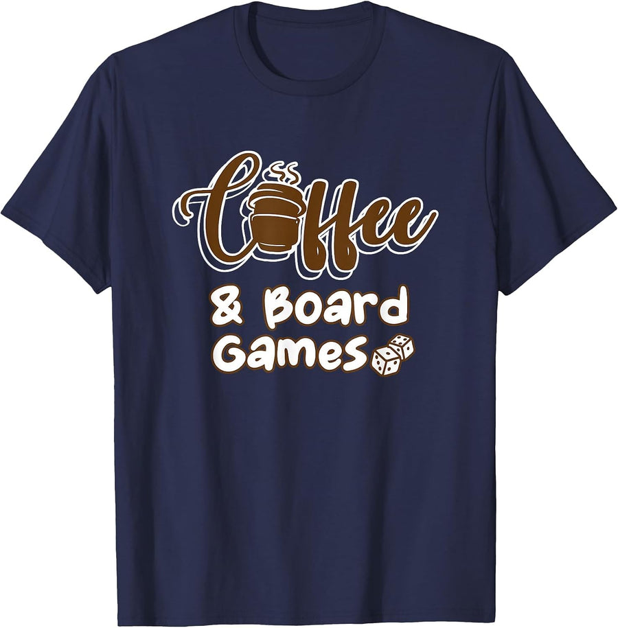 Funny Game Night Coffee and Board Games Quote Board Gamer T-Shirt - Navy Blue