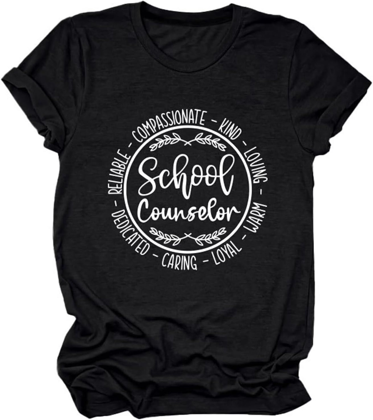 School Counselor Womens Tshirt Fun Graphic Tees Inspirational Quotes for Guidance Professionals Casual Tops - Black