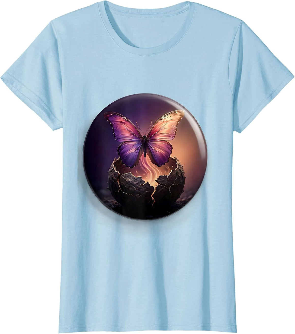 Butterfly Emerging From Cocoon Suicide Prevention T-Shirt - Baby Blue