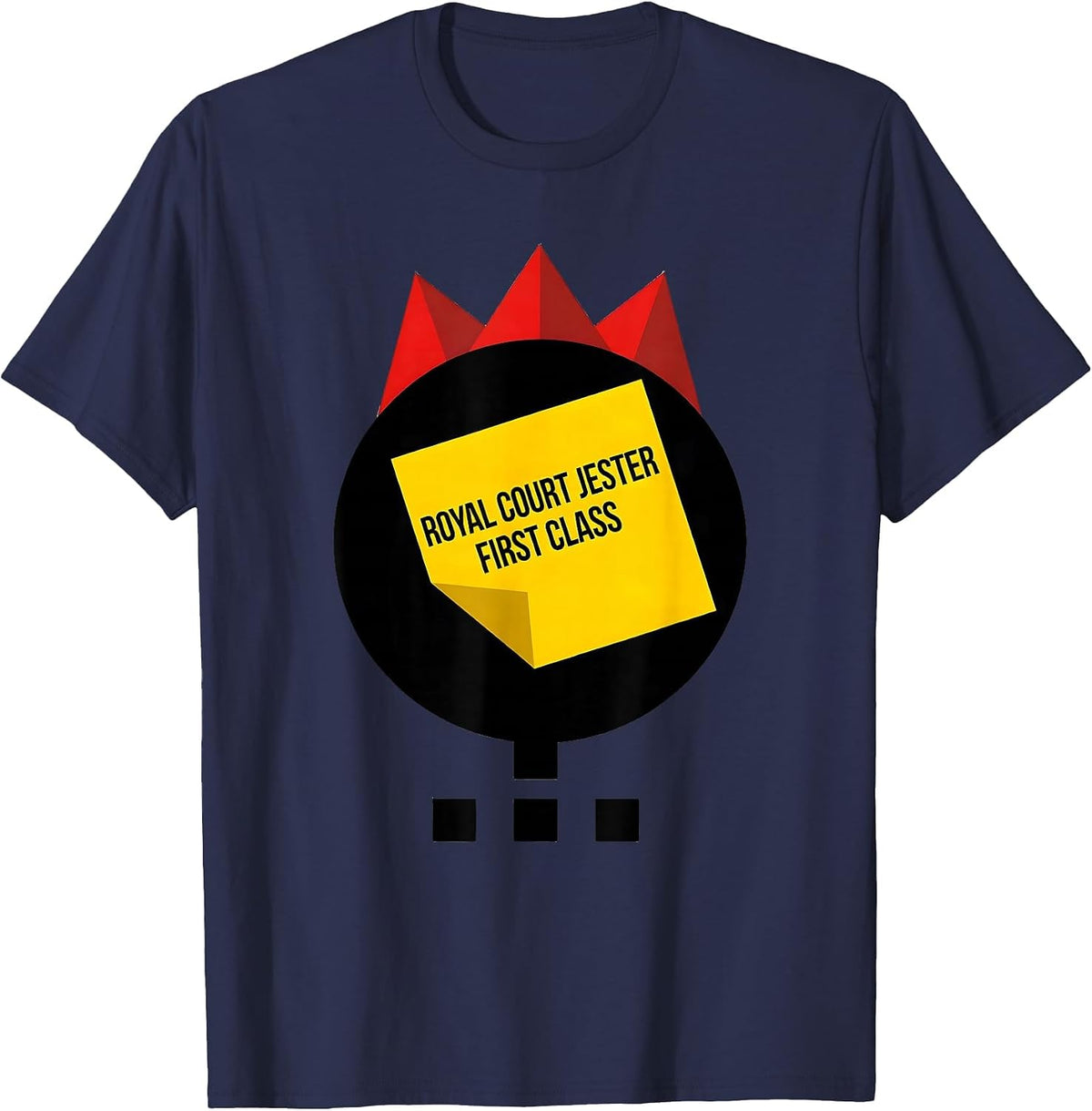 Men's Royal Court Jester, First Class Bauhaus Modern Mardi Gras T-Shirt - Navy Blue