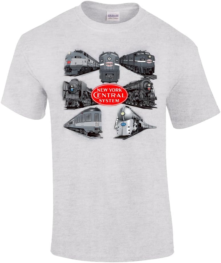 New York Central Collage Authentic Railroad T-Shirt [86] - Adult Grey