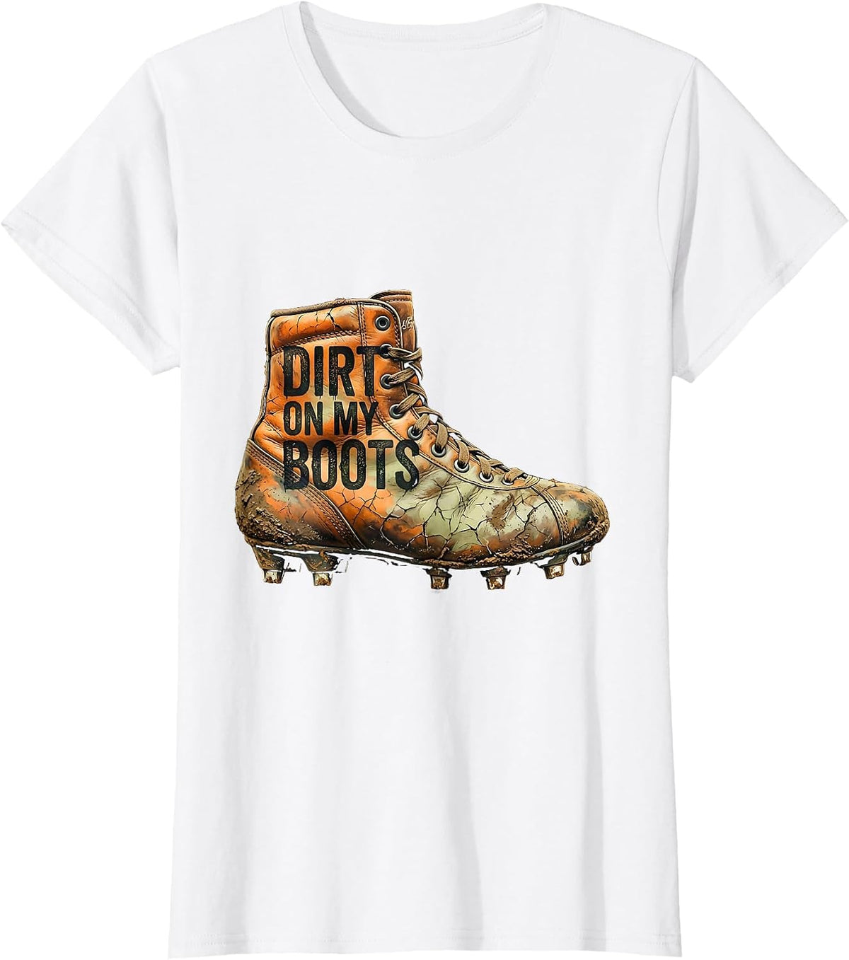 Dirt On My Boots Rugby Graphic Design T-Shirt - White