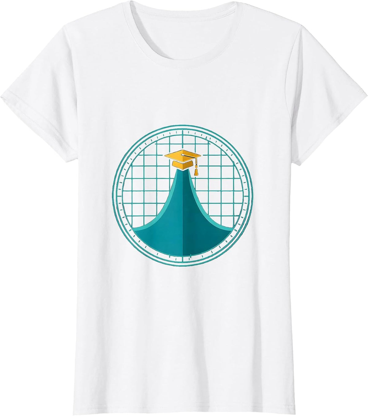 Math Teacher Hand-Drawn Mountain Graph Design T-Shirt - White