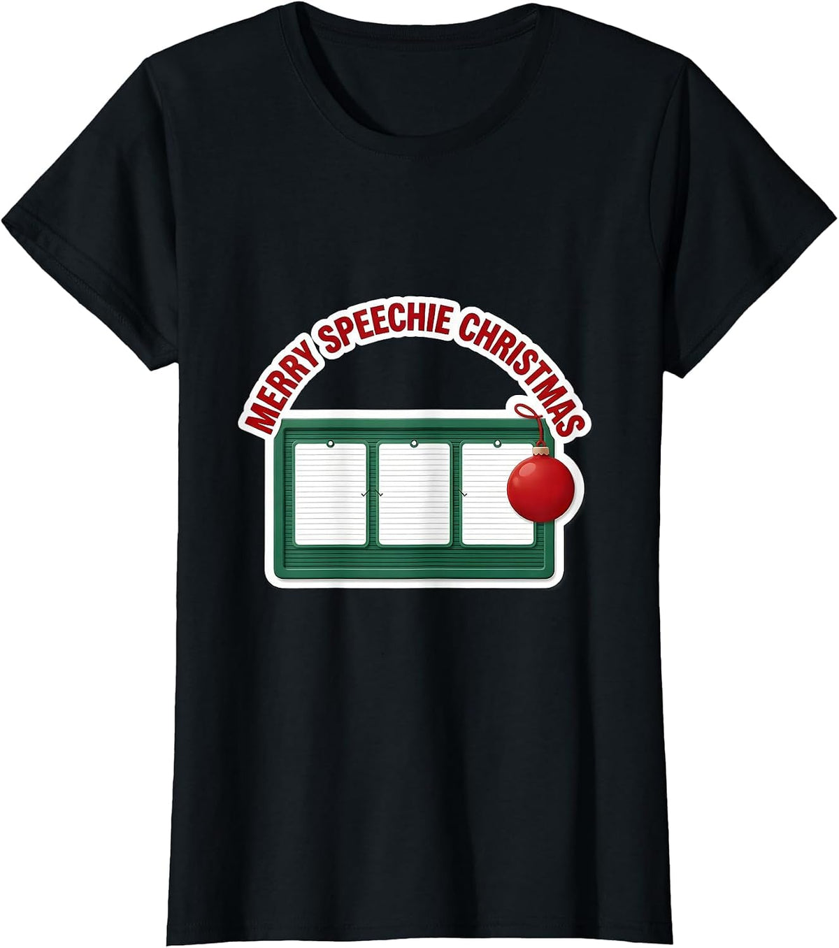 Merry Speechie Christmas Funny Speech Therapist SLP Holiday T-Shirt - Black