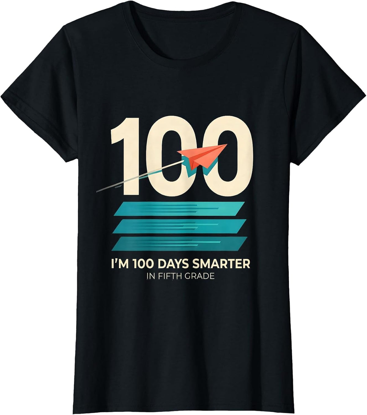 Women's I'm 100 Days Smarter In Fifth Grade Playful Retro 100th Day T-Shirt - Black