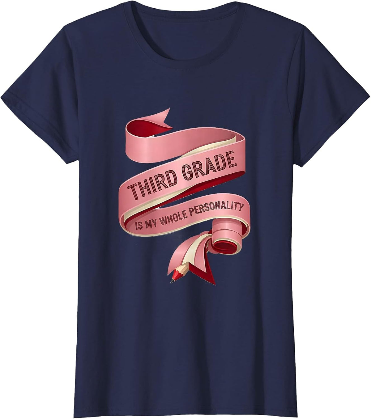 Women's Third Grade Is My Whole Personality Coquette Bow Back T-Shirt - Navy Blue