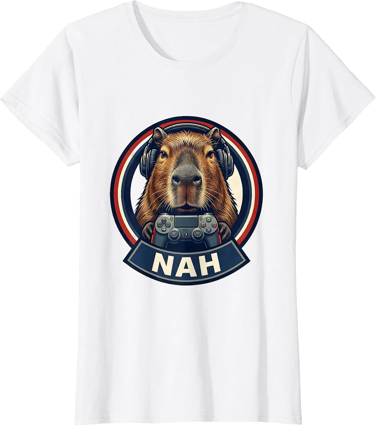 Nah Funny Capybara Gamer Meme Humor Cute T-Shirt - White