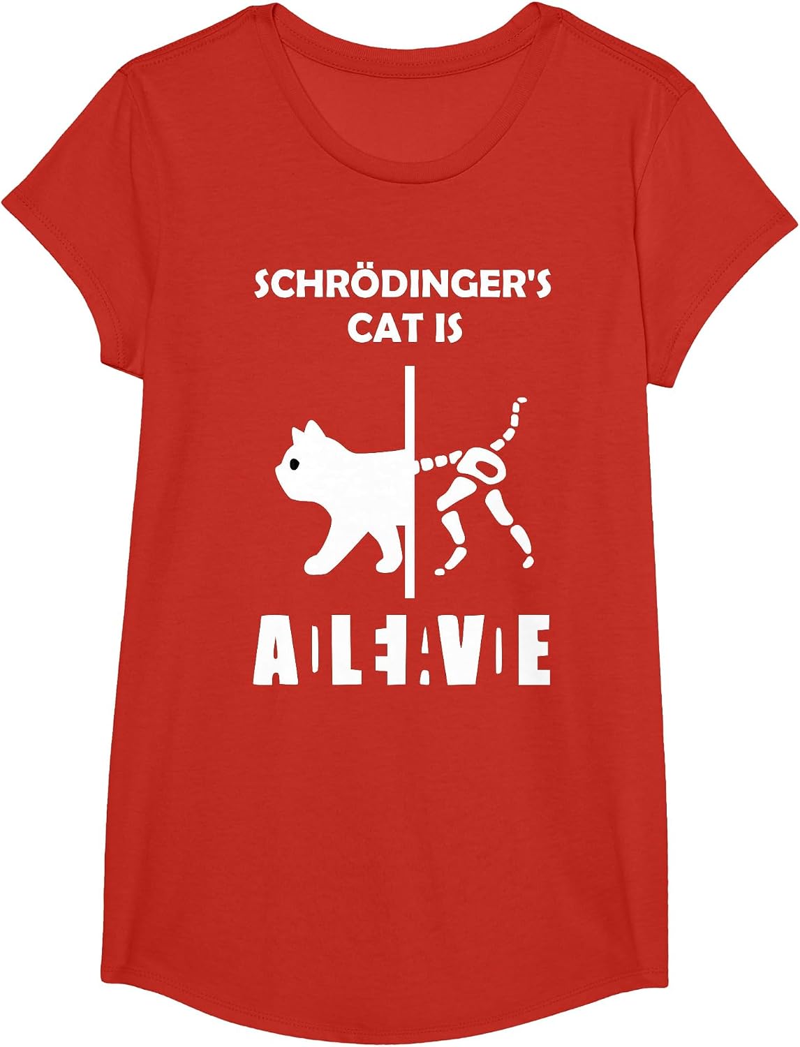 Schrödinger's cat - Dead and Alive - Physics Nerd T-Shirt - Girls Red